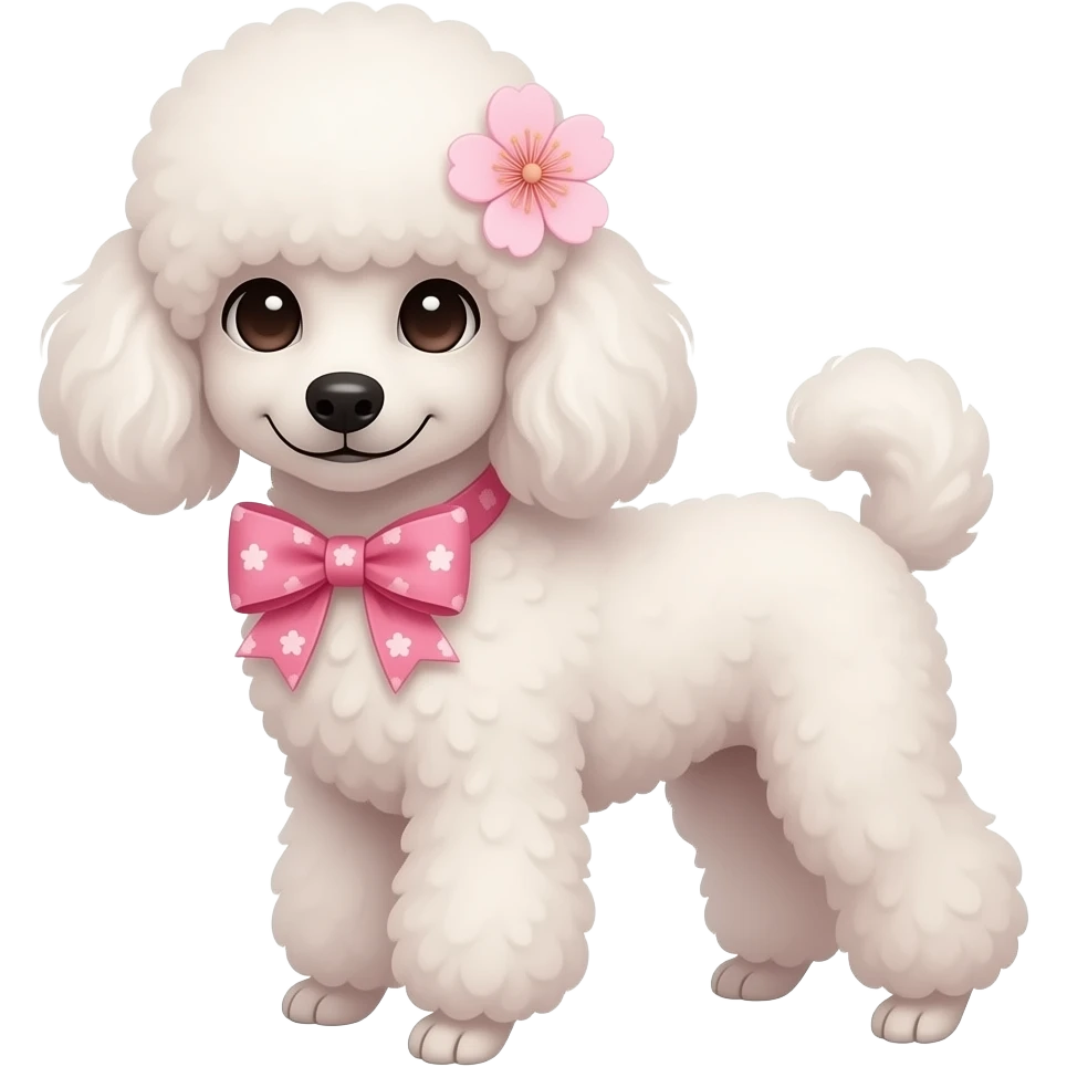 Sakura pink fluffy with to poodle bow emoji
