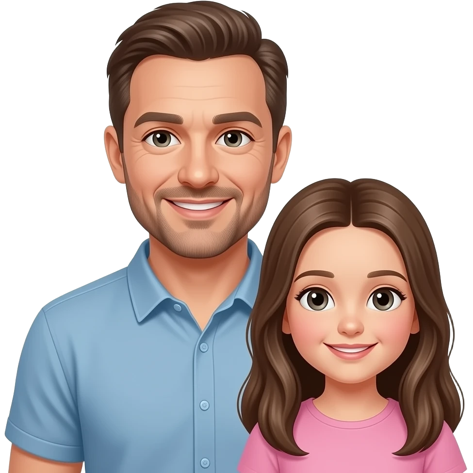 Uomo calvo  con figlia capelli lunghi emoji