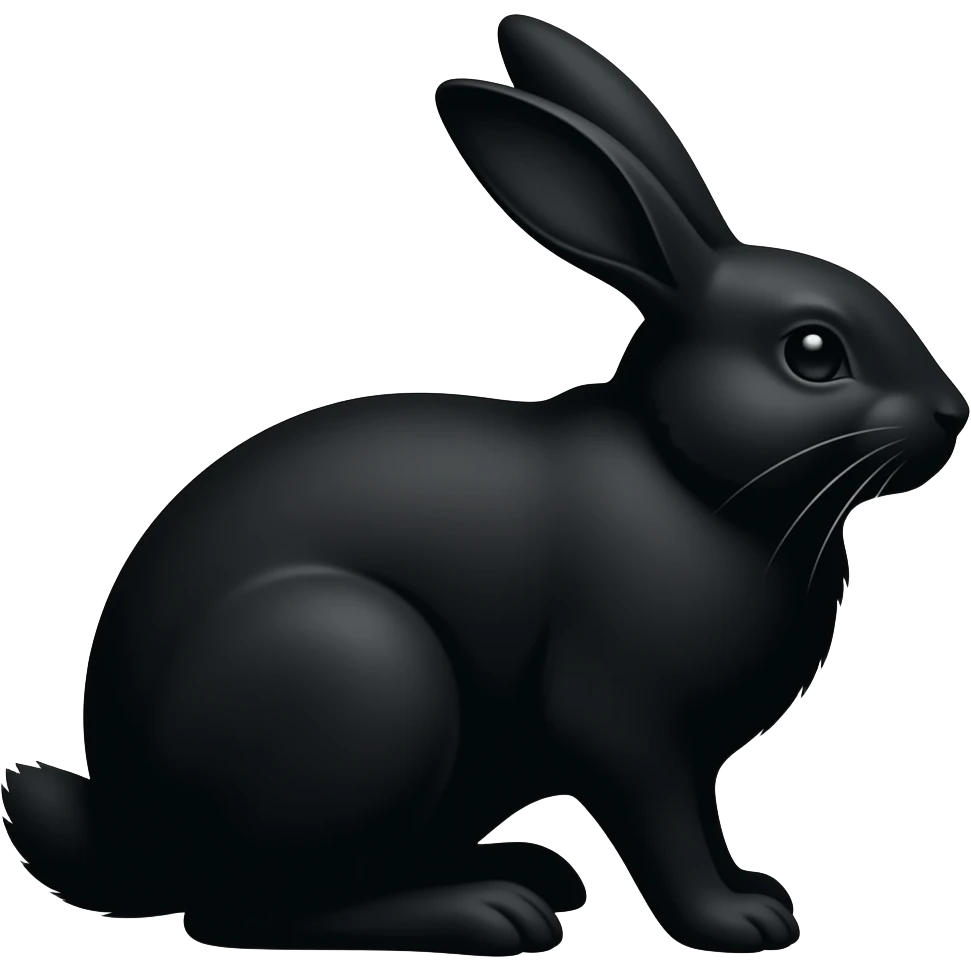black silhouette of rabbit sitting upright, no eyes emoji