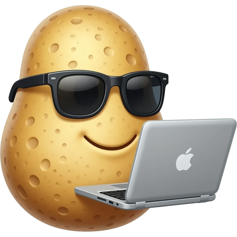 potato wearing sunglasses with laptop emoji