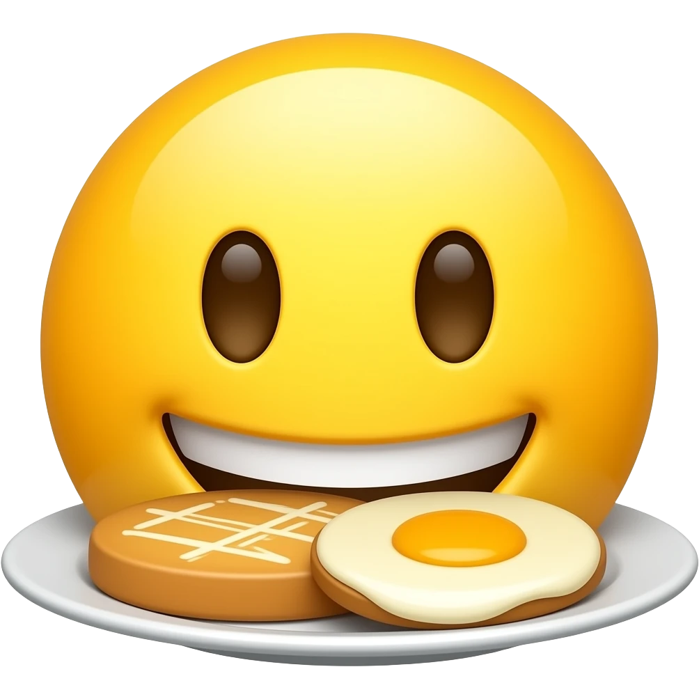 Yellow smiley emoji with good morning breakfast emoji