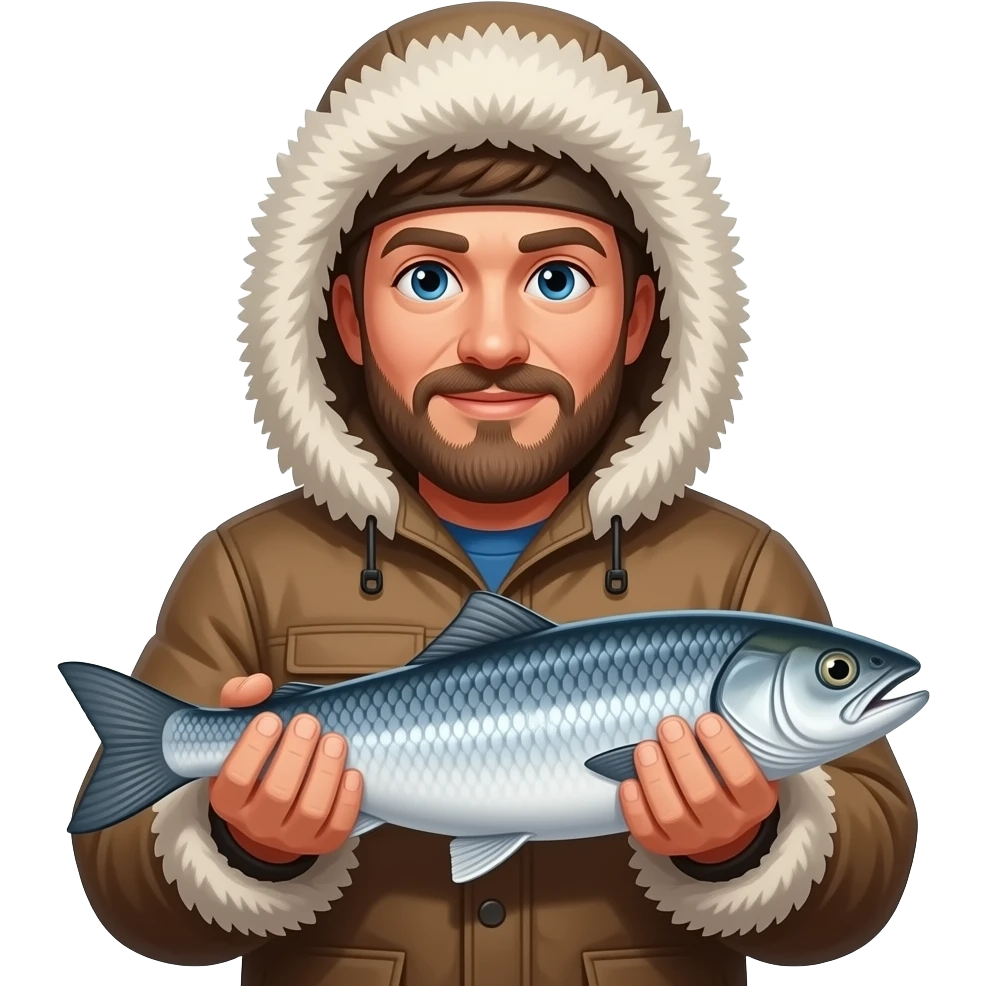 Arctic man holding fish emoji