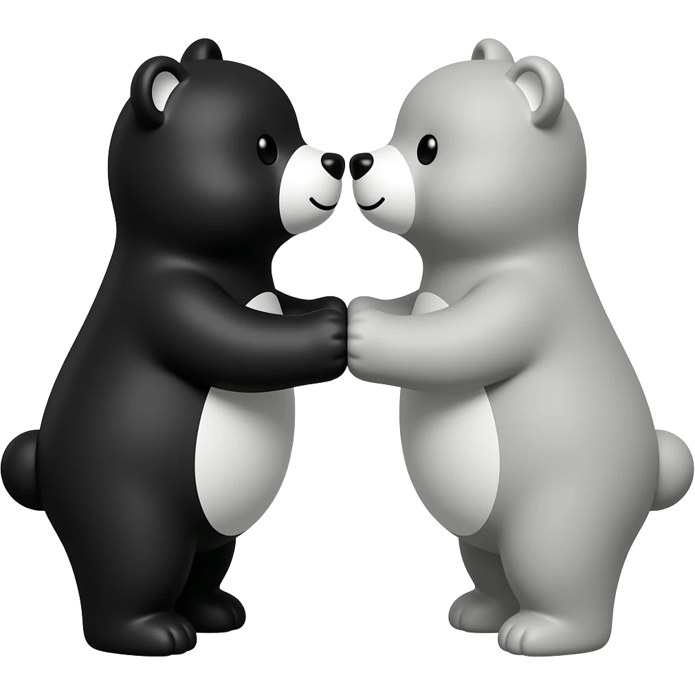 Cute Black and white bears kissing emoji