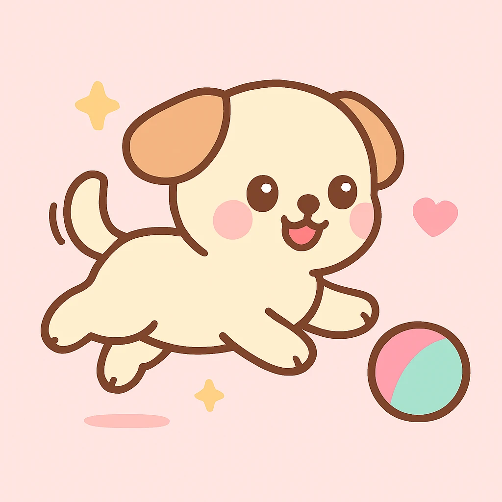 happy dog running after ball emoji