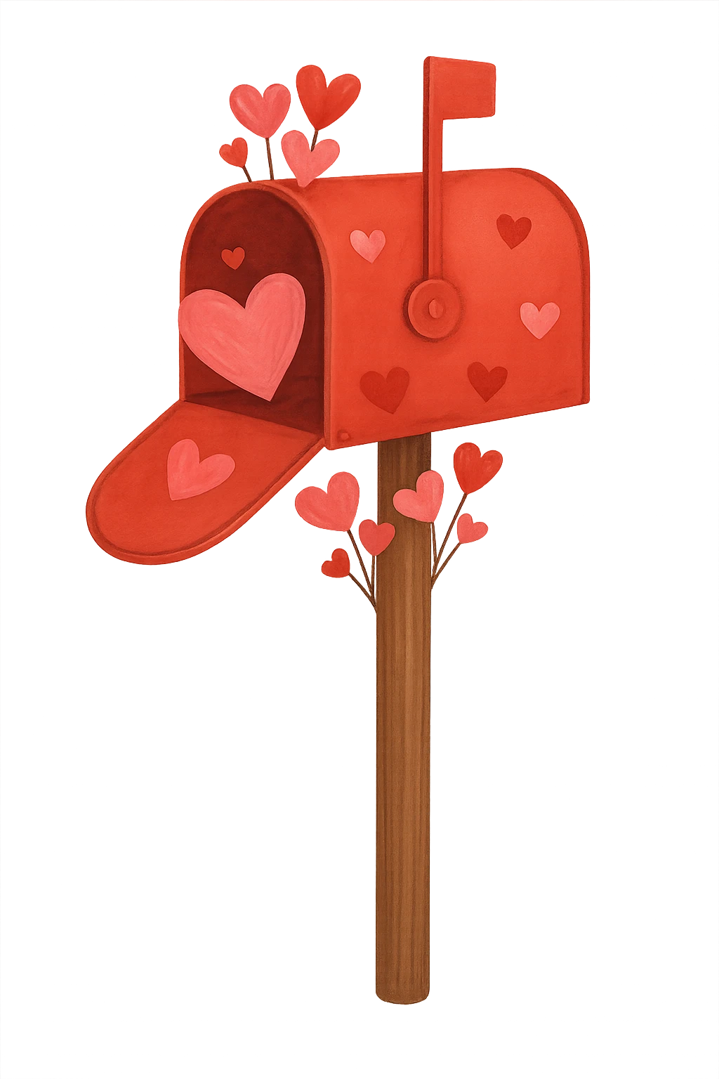 romantic mailbox with hearts, no background emoji