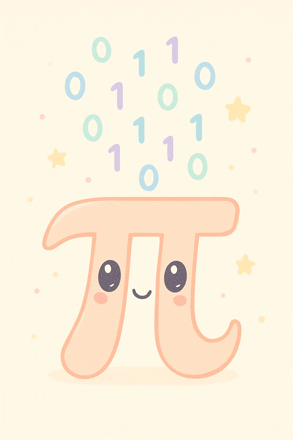  combine the π (pi) math symbol, binary code emerging from it. emoji