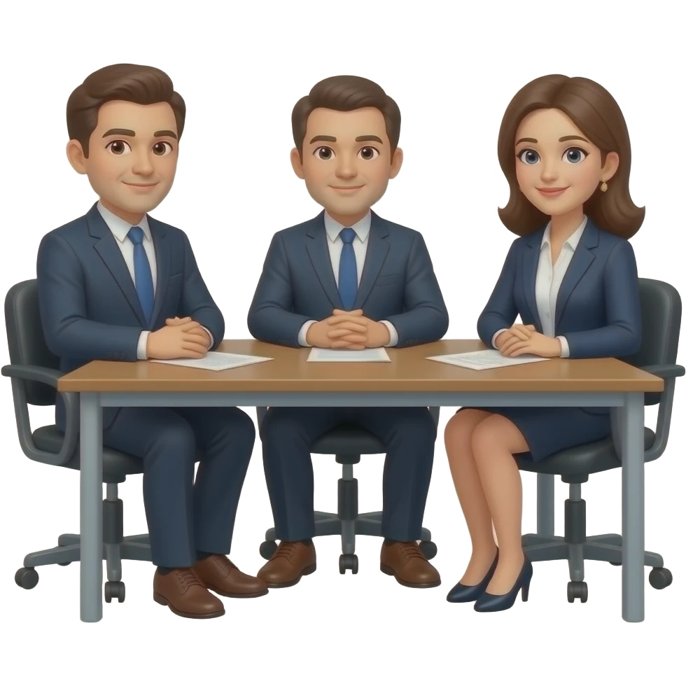 Using my picture, and keeping the same clothing items as pictured and not changing anything in my appearance, pictured as sitting in a meeting with a husband and wife emoji