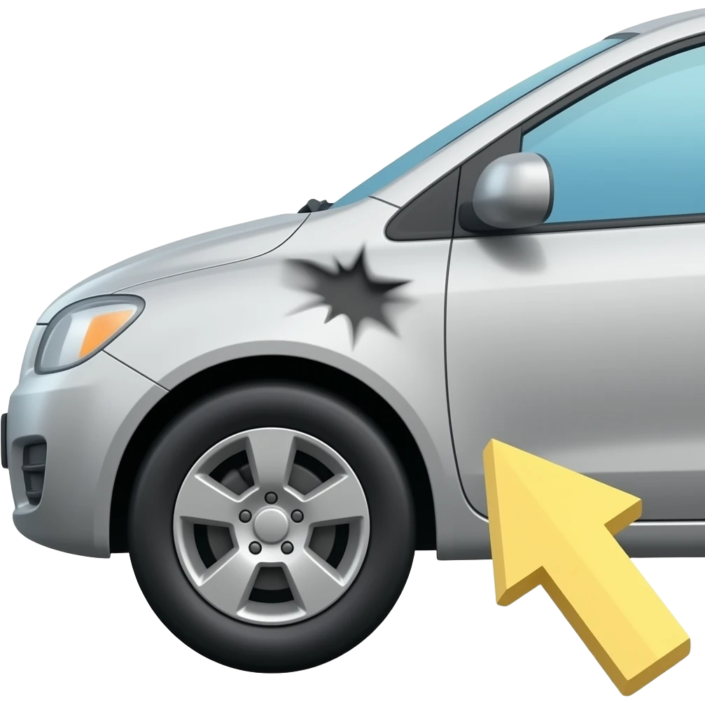 make it a bigger dent with a arrow pointint to it and make it show the side of the vehicle not front emoji