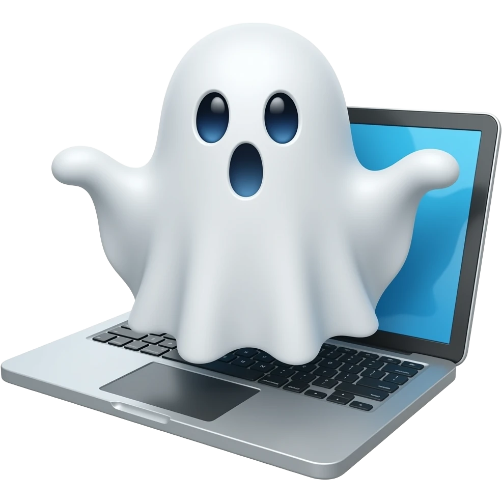 ghost coming out of a laptop to the side emoji