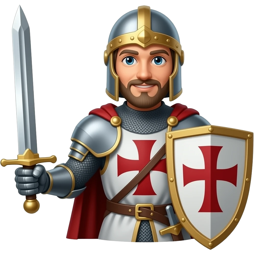 Un caballeros templarios con espada junto a un castillo emoji