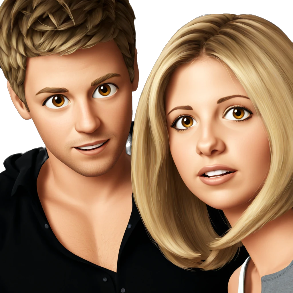 blonde and brown haired duo emoji