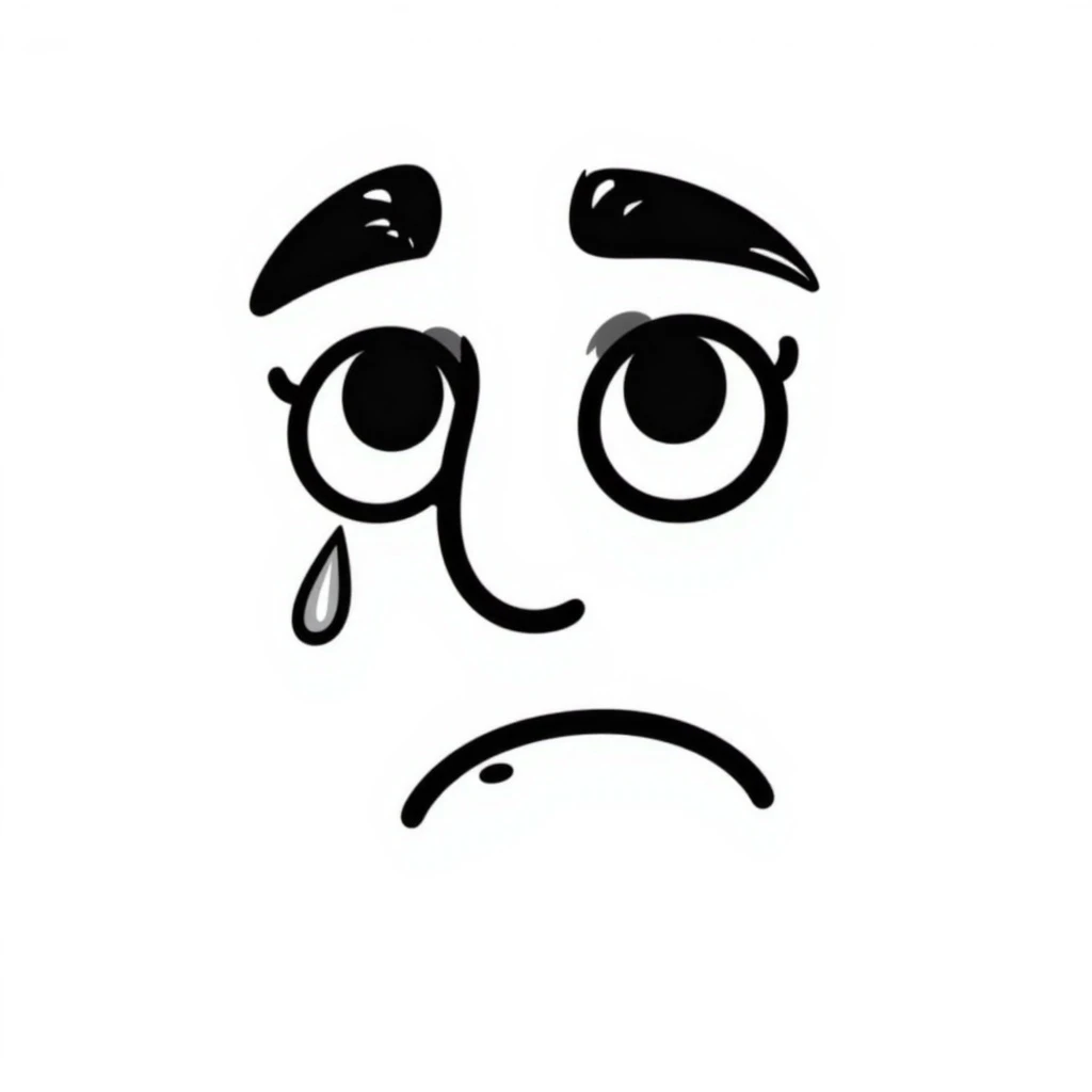 sad face hand drawn doodle style emoji