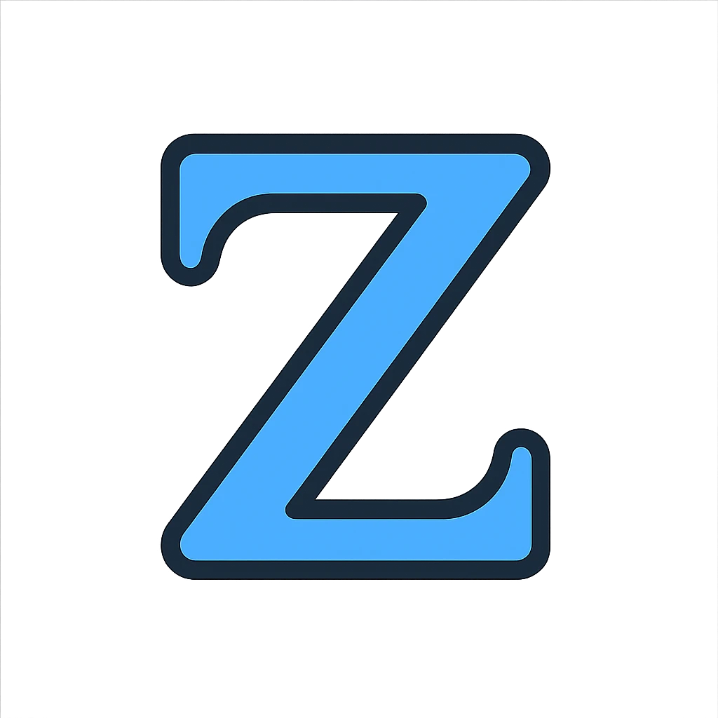 Zeta letterform, color outlined icon, vibrant accent color with black outlines, modern friendly style emoji