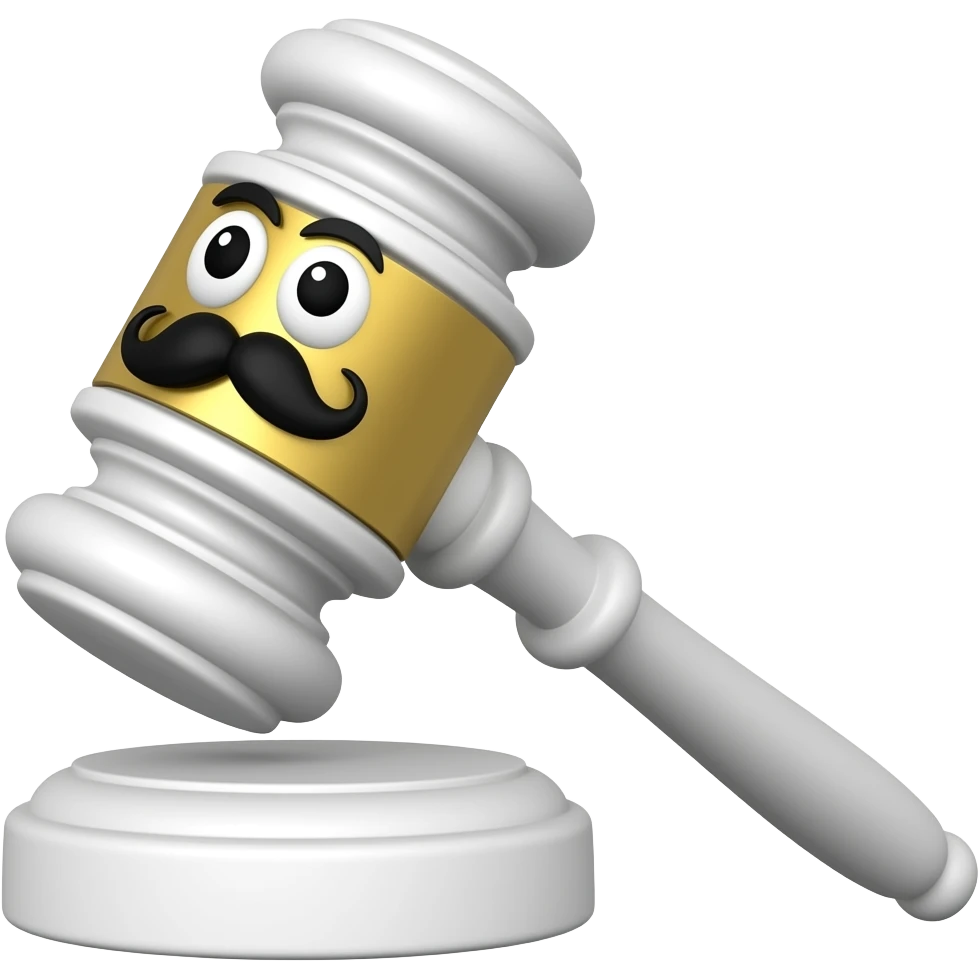white court hammer with eyes and mostache japan emoji