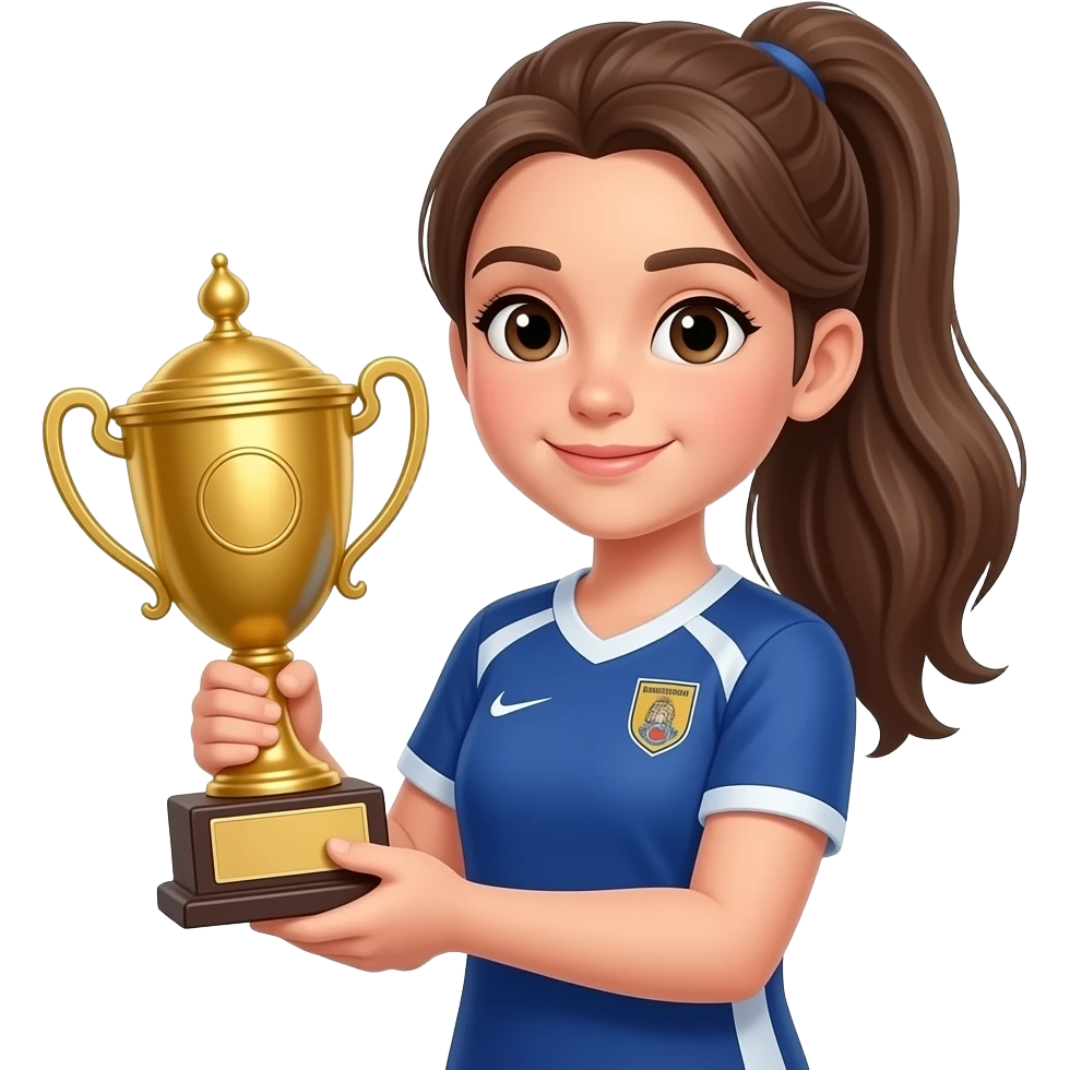 young girl Athlete holding Trophy both hands emoji