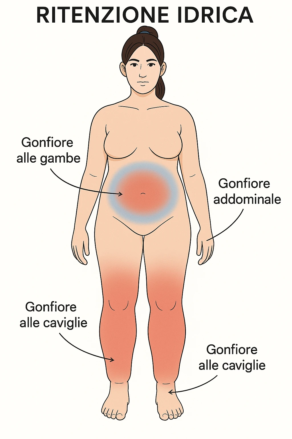 Donna anatomicamente con ritenzione idrica in italiano emoji