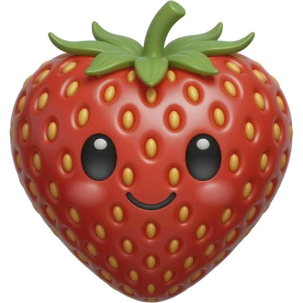 heart character made of strawberries, cute 3D emoji