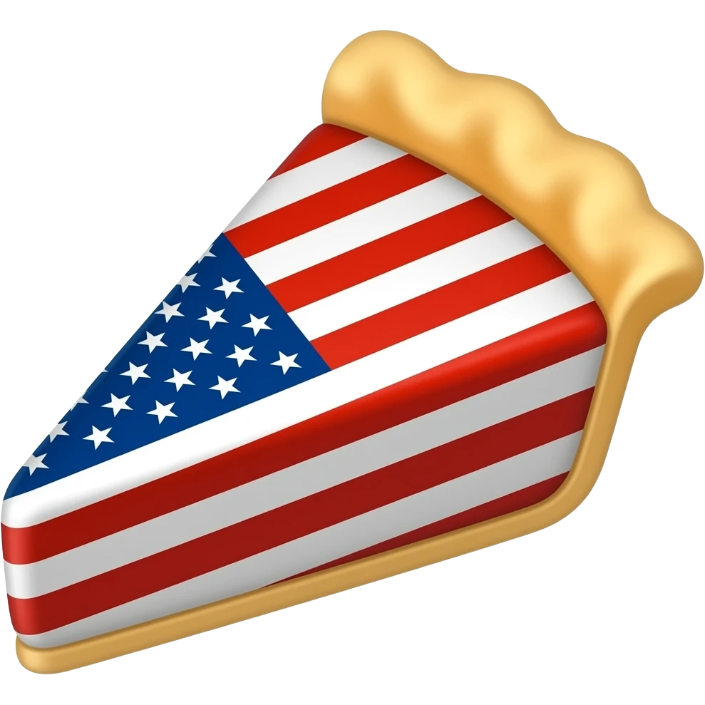 a piece of pie wrapped in an American flag emoji