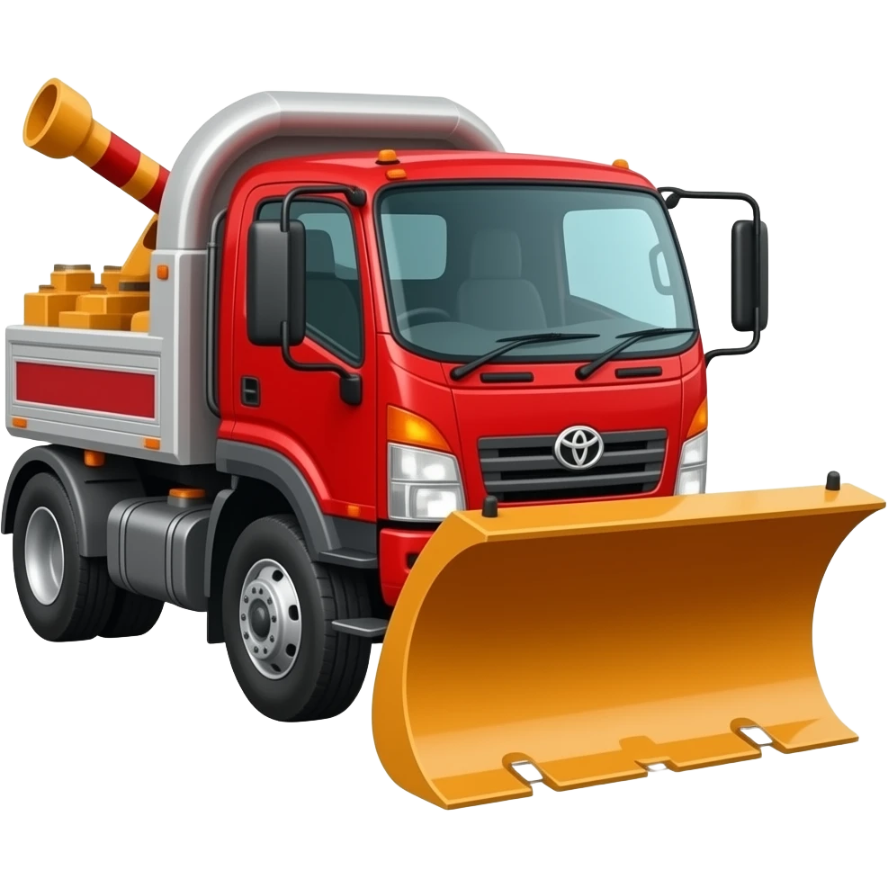 red toyota snowplowing truck emoji