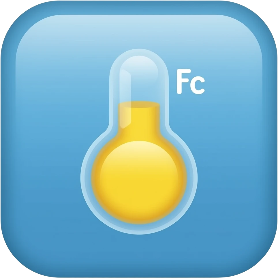 Um widget de celular, que é um quadrado com bordas circulares e nele,mostra a temperatura. emoji