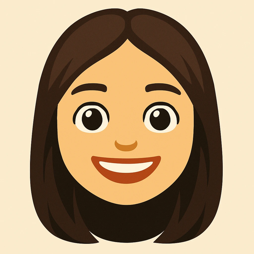 Create an emoji-style portrait based on the reference image. Focus on a friendly and cheerful expression with simplified features, a round face, large eyes, and a warm smile. The style should resemble emoji aesthetics with clear and concise features. emoji