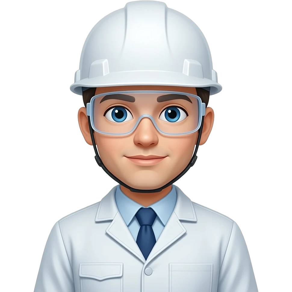 Chemical engineer with whaite helmet and Coverall emoji