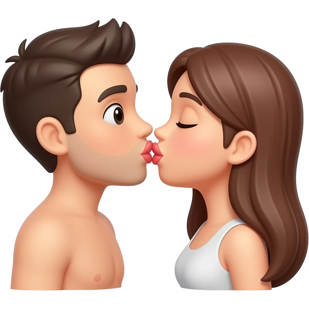 Sexy naked male and female kissing emoji emoji