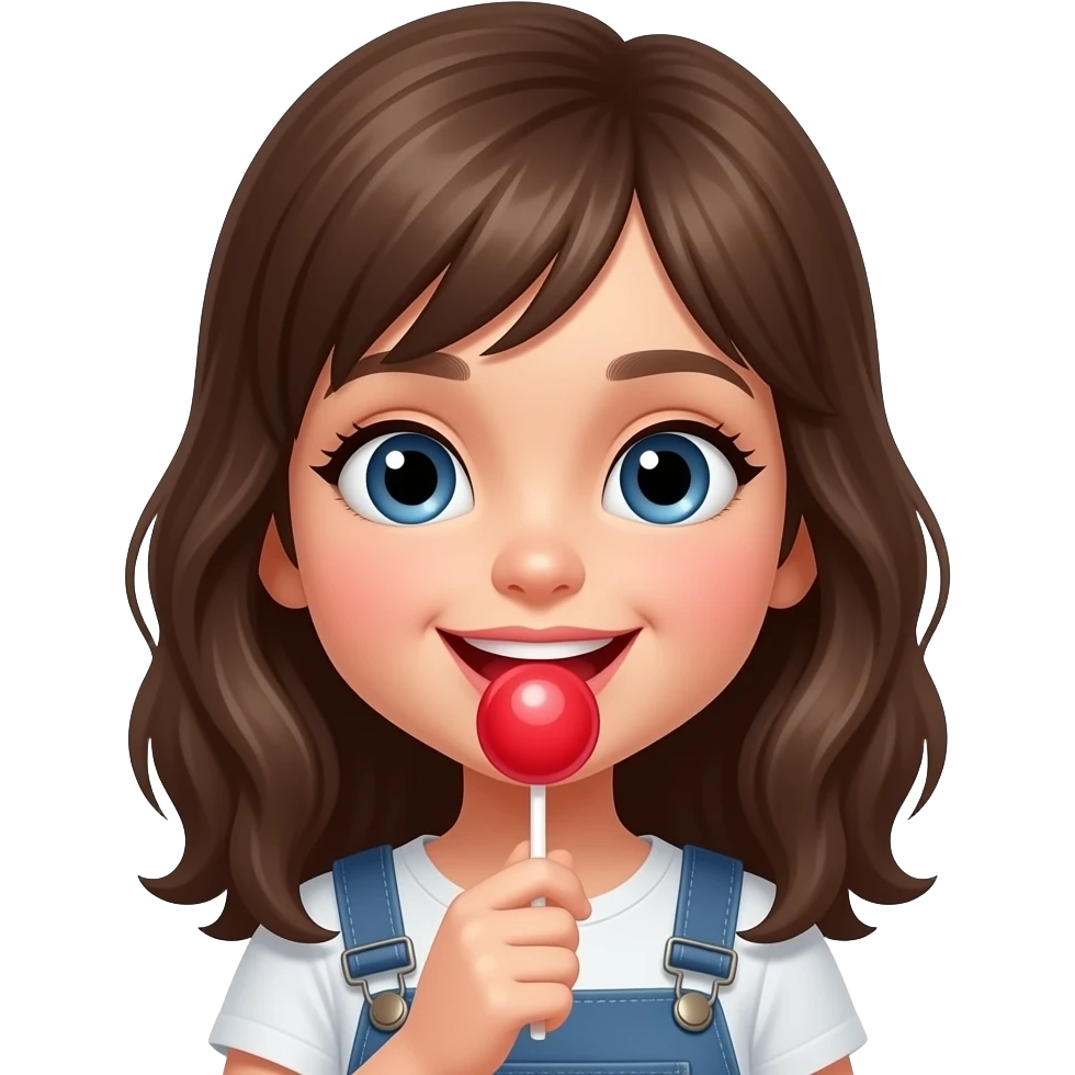 A girl licking a lollipop with her tongue emoji