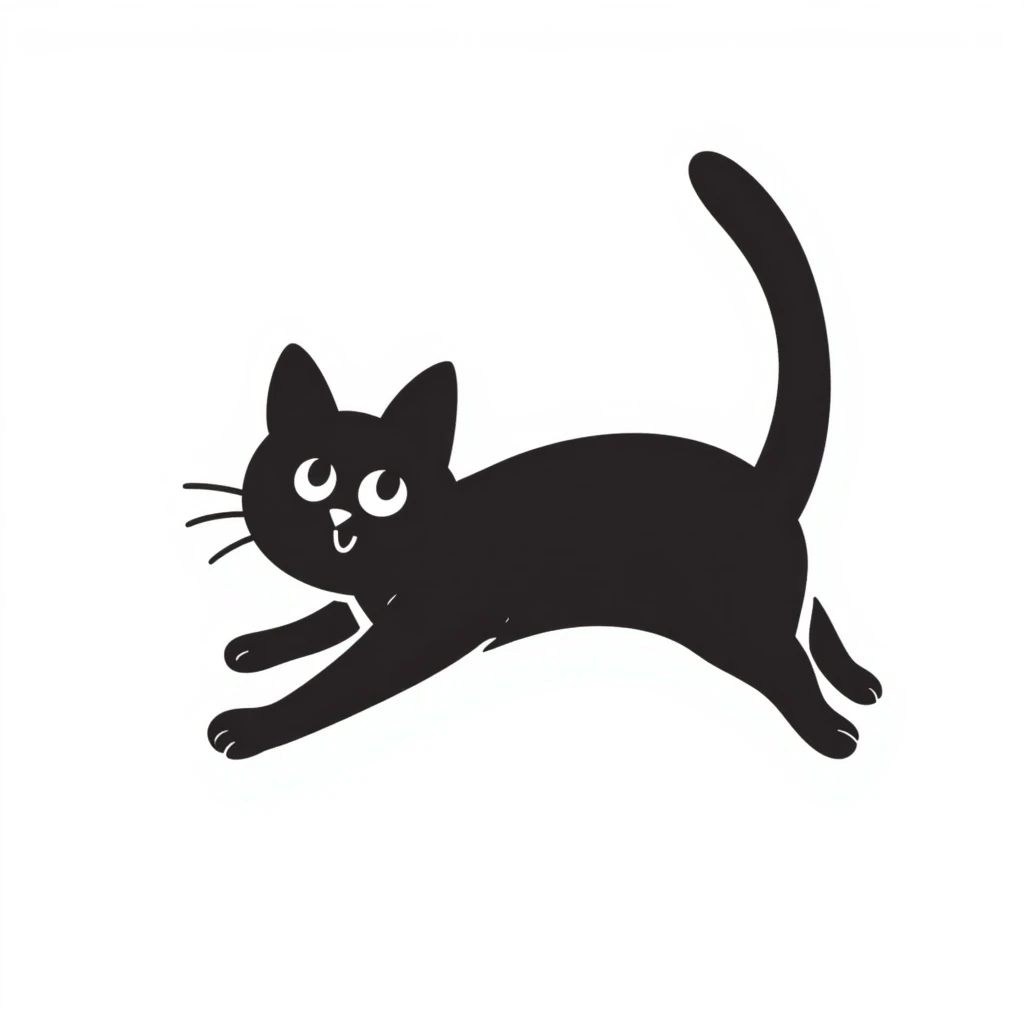 A cat in the style of a black doodle emoji