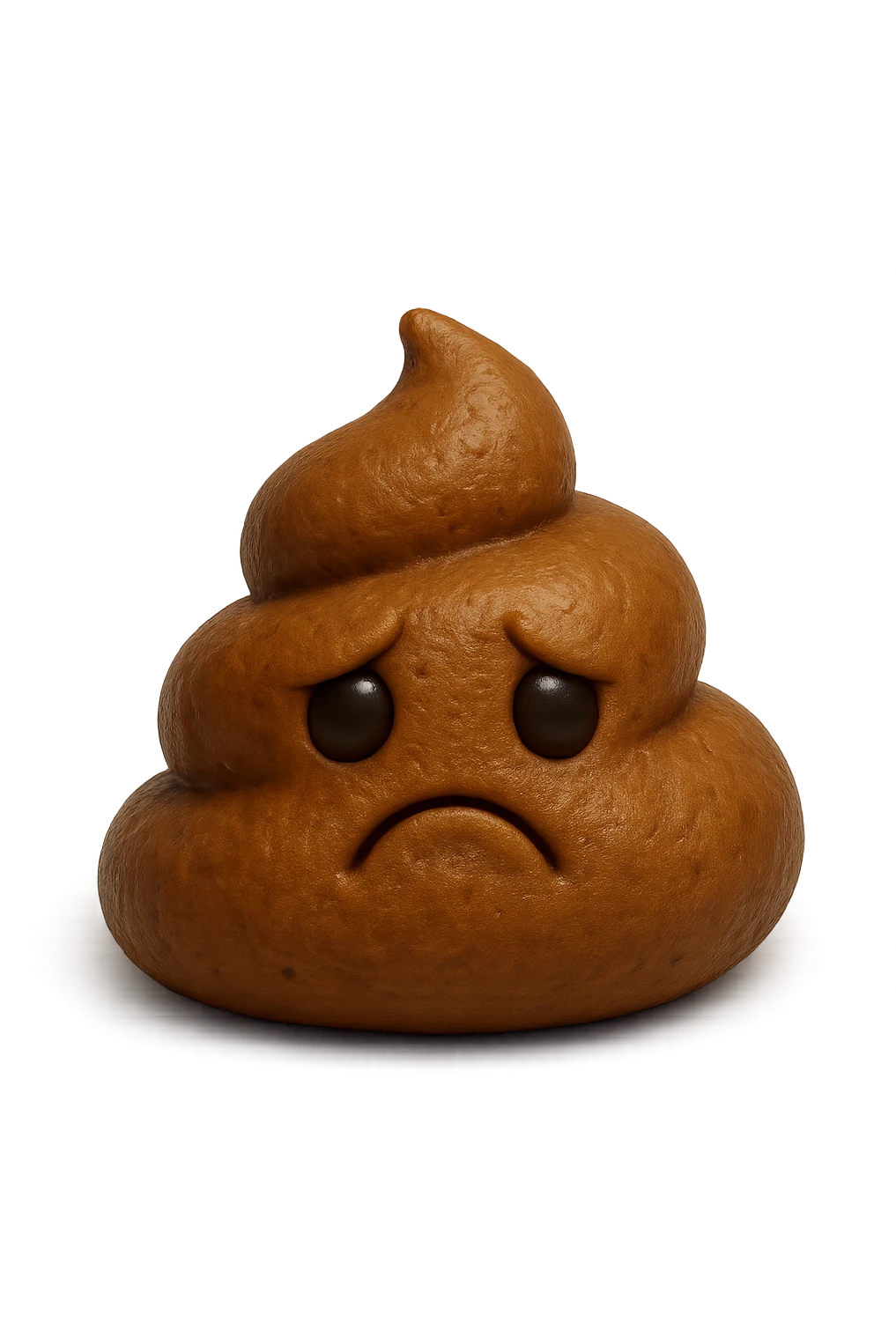EMOJI STILE IPHONE 3D DI UNA MONTAGNETTA DI FECI A PALLINE CON ESPRESSIONE TRISTE, IPERREALISTICO 4K emoji
