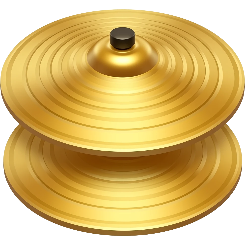 two gold cymbals on top of each other, flat emoji