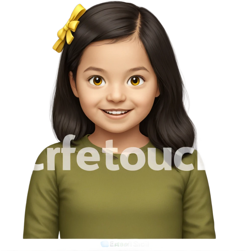 smiling girl with yellow bow emoji