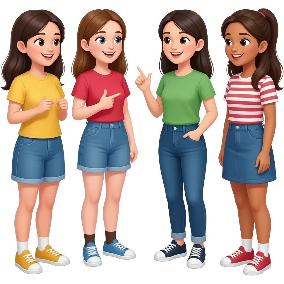 asian and european girls with english conversation emoji