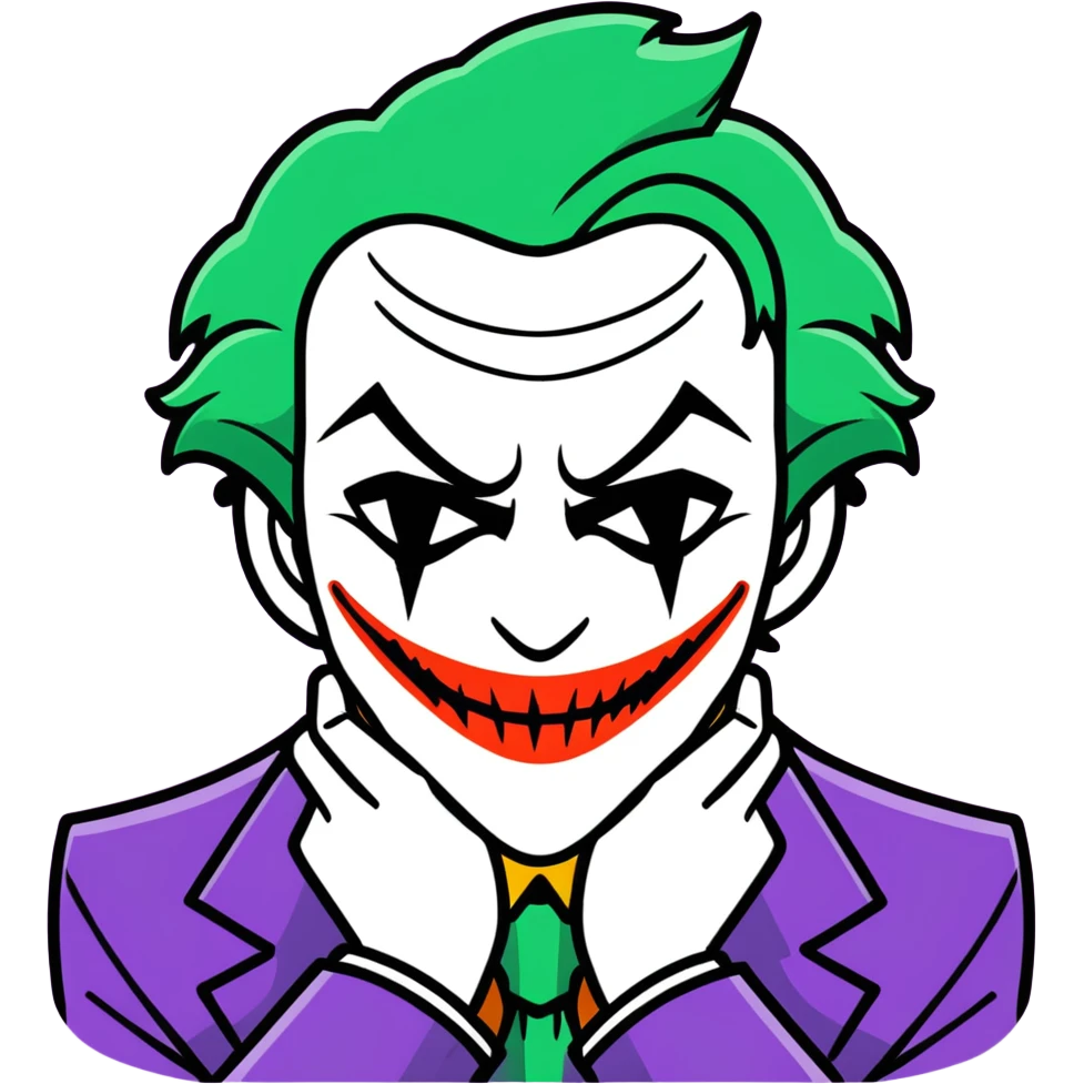 Joker crying black and white emoji
