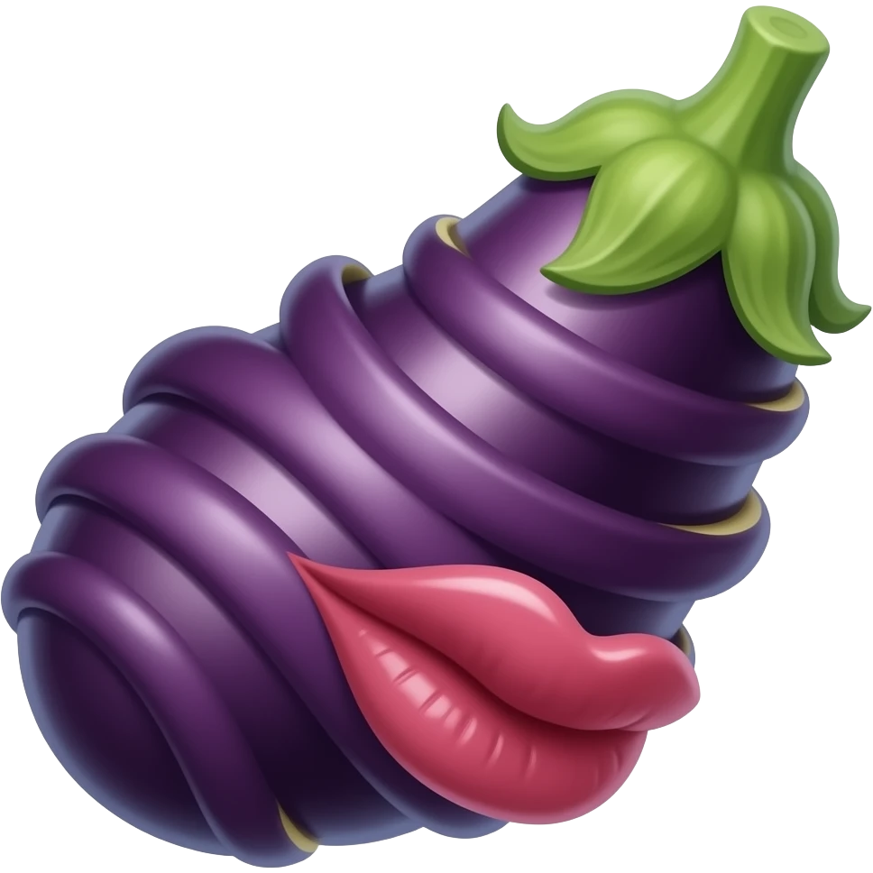 lips wrapped around eggplant emoji