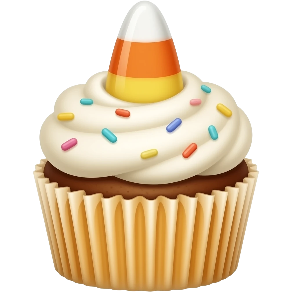 Candy corn with cupcake emoji
