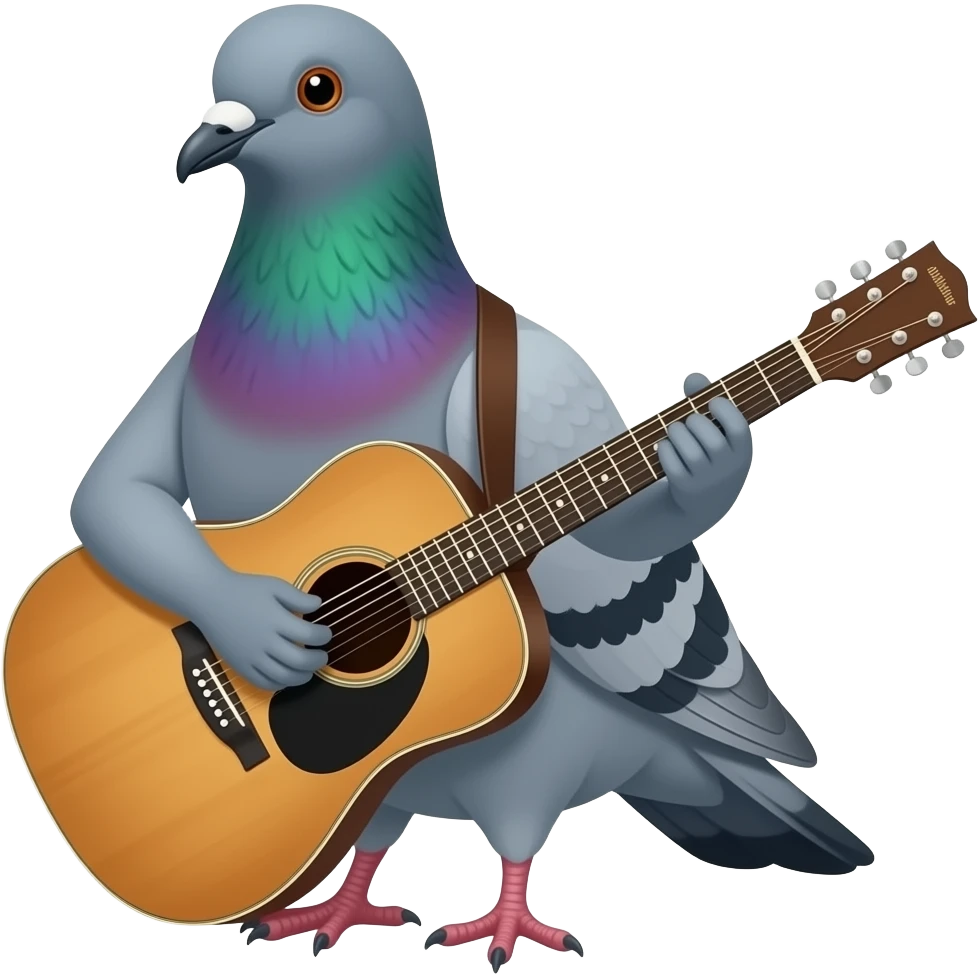 🐦 🎹🪉Little music pigeon, 🐦🪊🎸 mega music pigeon emoji