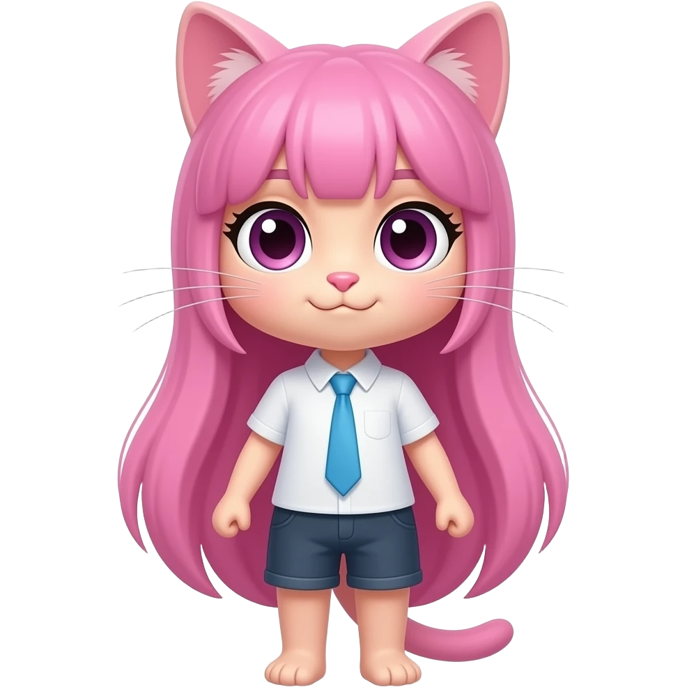 pink hair cat character emoji