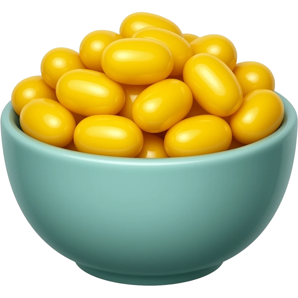super realistic teal bowl of yellow jelly beans emoji