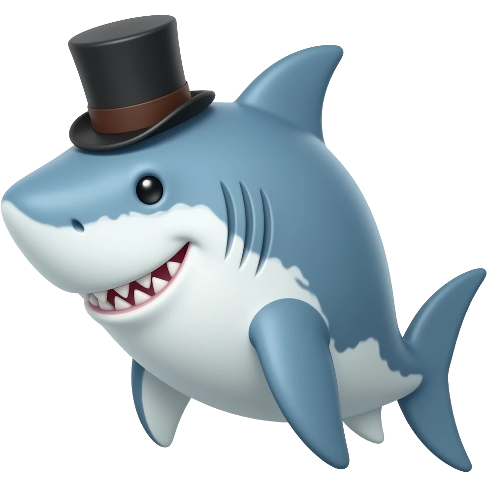 Shark with a top hat emoji