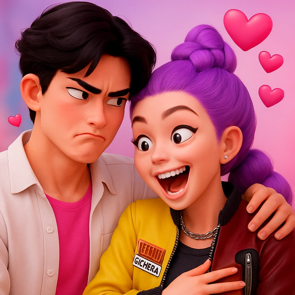 can you give different expressions to this picture. such as angry or funny or in love  emoji