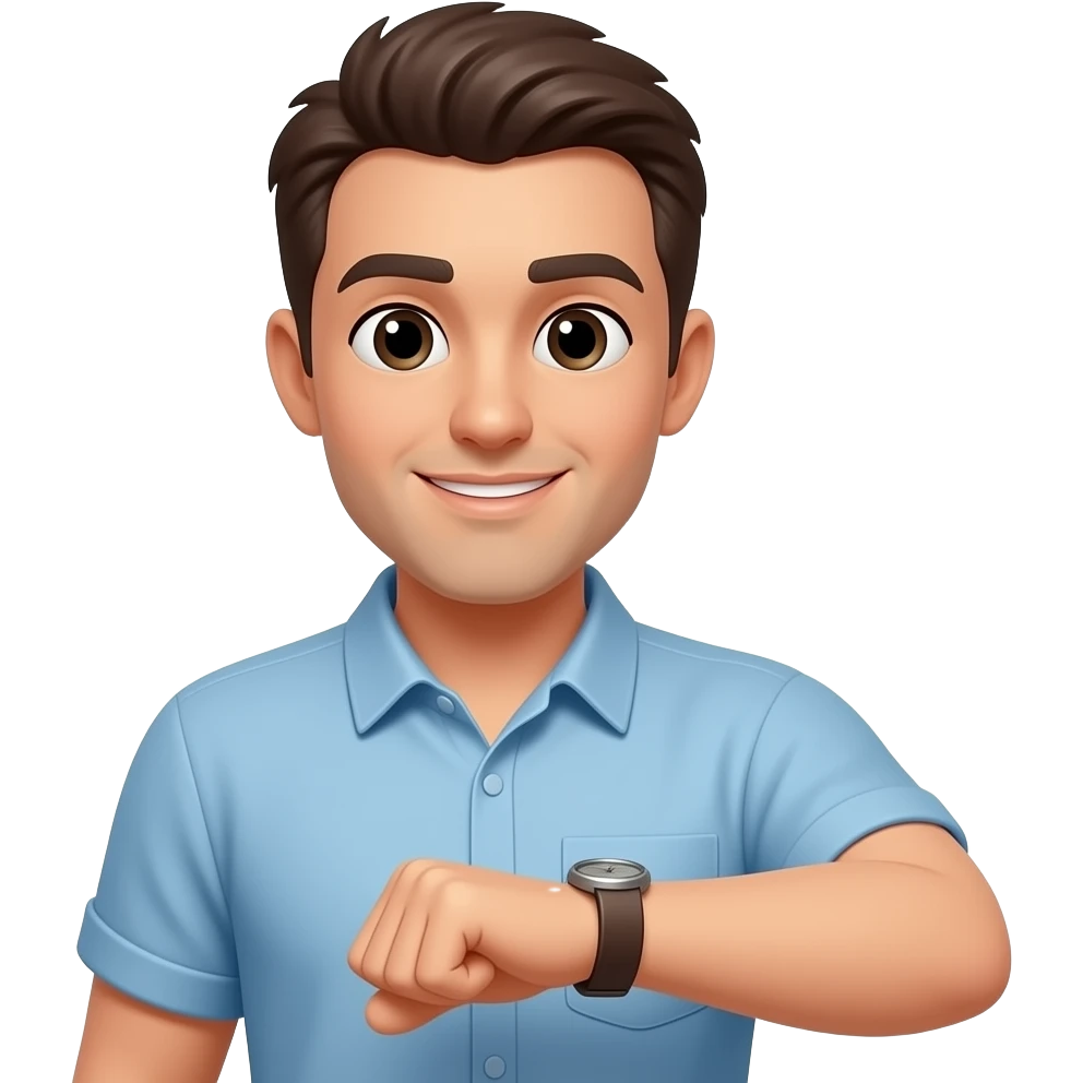 Waiting and looking at watch for his girlfriend reply emoji