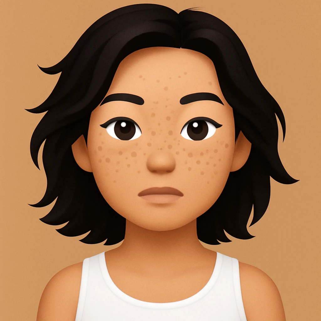 turn the second man in emoji style of the 1st image, match the facial features and match dressing style of the 2nd image, she is wearing white tank top emoji