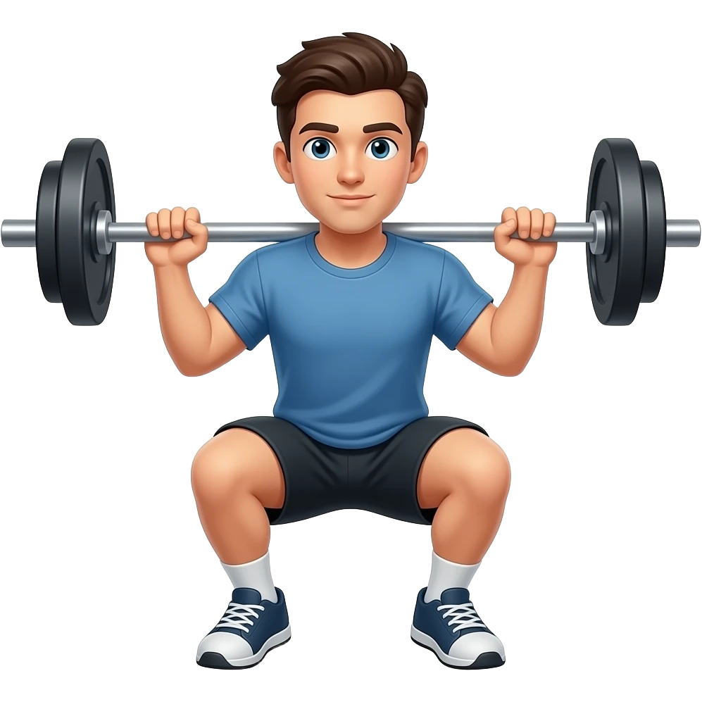 A fit young man doing a barbell squat emoji