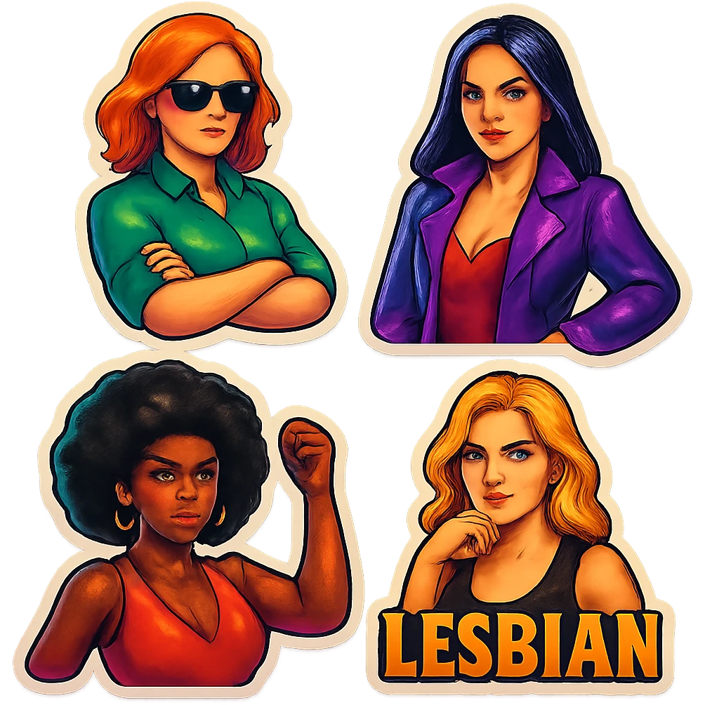 lesbian sticker pack - women who made it for women who love women - bossy dominative style, commanding emoji