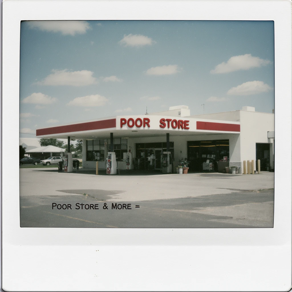 Gas station named Poor Store & More emoji