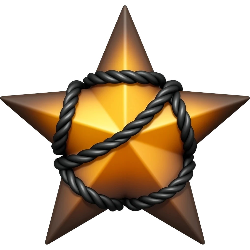 Brown and burnt orange star with black ropes across it emoji