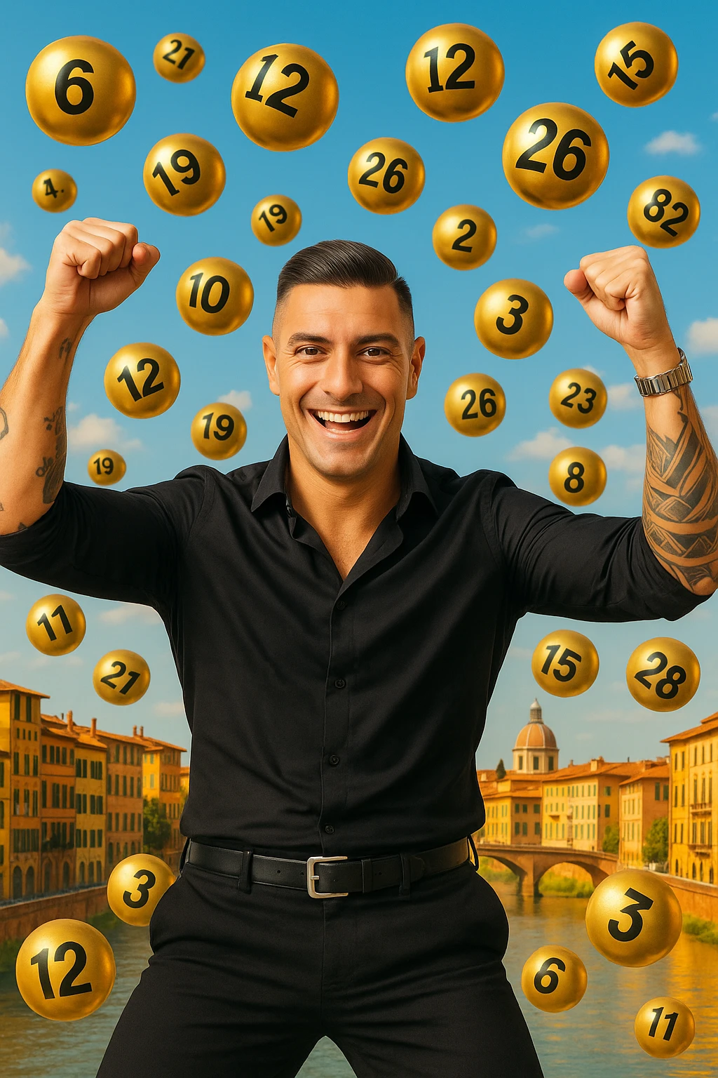 Uomo che vince al superenalotto italiano facendo 6 numeri, quindi è milionario emoji