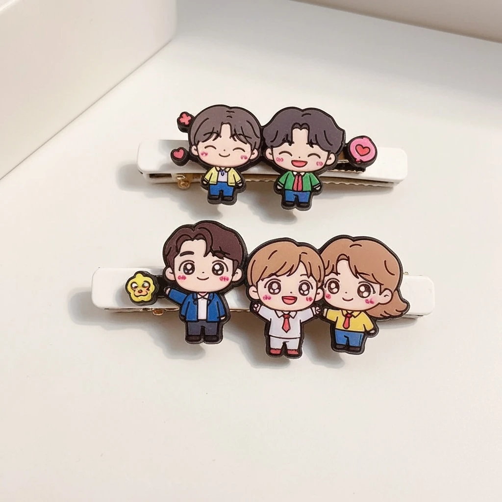 kpop friendship hair clip, cute, expressive, minimal emoji