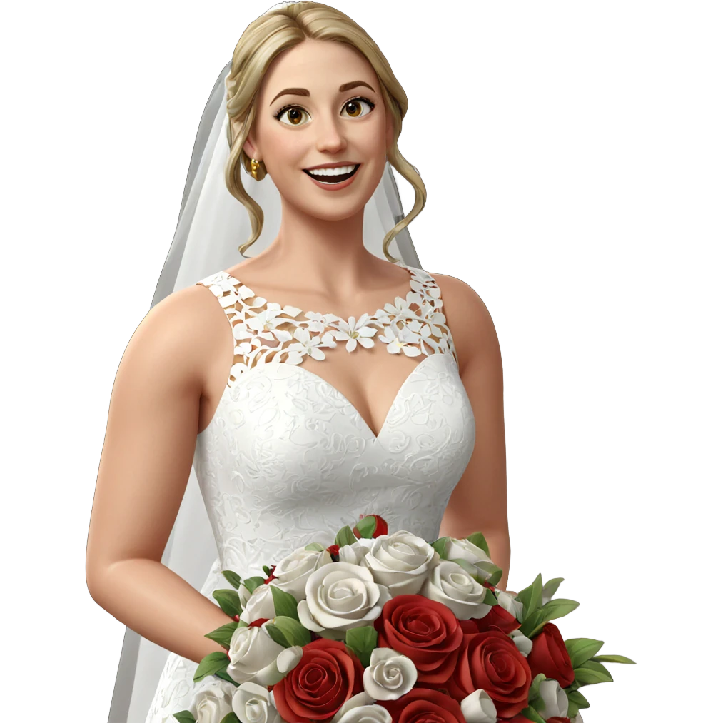 happy bride in floral dress emoji